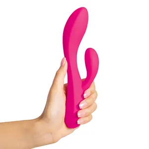 Full covered Silicone Dual Rabbit Vibrator for Women, IPX7 Waterproof Rechargeable Dual Vibrating Massager