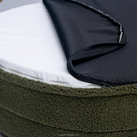 Anpassbares Logo Luxuriöses Rundes Memory-Schaum Hundebett - Wasserdicht Waschbar XL Curl-Design mit Weicher Stützkante, Bouclé-Stoff