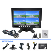 Monitor LCD de 7 Pulgadas TFT Plegable con Pantalla Cuádruple para Auto, con Asistencia de Reversa, Control Remoto, RGB-1024x600p, 12V-24V