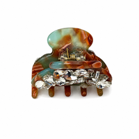 Mini pince à cheveux de luxe en forme de tortue, faite à la main en acétate, petite pince requin, épingle à cheveux scintillante en cristal pour cheveux fins, cadeau de mariage
