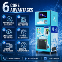 Distributeur automatique de glace en sacs commercial 24H en libre-service PK-ICE140, machine à glaçons en cubes, sans surveillance, 4G, à monnayeur, SDK, Code QR
