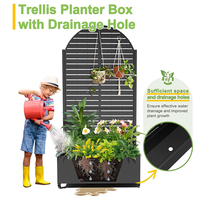 Jardinière en métal en forme d'arc avec roues, bac à plantes avec écran d'intimité pour plantes grimpantes, potager surélevé avec treillis