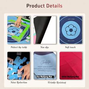 Tapis de Mahjong Premium en Velours Bleu 32,4 Pouces Pliable Lavable en Machine Multi-jeux avec Sac de Transport Décorations de Fête En Stock - Product Image 3