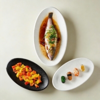 Ensemble chauffe-plats en céramique personnalisé avec logo, ovale, pour sushis, salades, fruits de mer, plateau de service écologique pour dîner, idéal pour fêtes, restaurants et maison