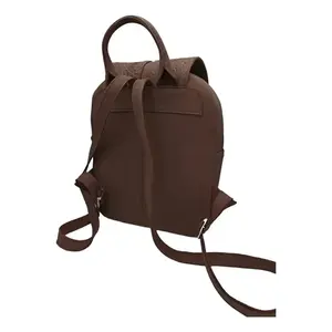 Mochila Fana Letizia de Cuero Vacuno Color Chocolate, 5L, Diseño Floral Grabado, Bolsa de Viaje Unisex para Adultos - Product Image 3