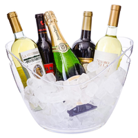 Seau à glace acrylique transparent Cuve en plastique de 8 litres pour boissons et fêtes, qualité alimentaire, peut contenir 5 bouteilles et de la glace