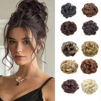 Chignon synthétique bouclé en forme de fleur, accessoire pour cheveux, résistant à la chaleur, longues boucles, couleur OMBRE