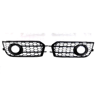 2x Grille de pare-chocs avant en nid d'abeille, noir/noir avec anneau chromé, pour AUDI A1 10-14, 8X0807681A, 8X0807682A