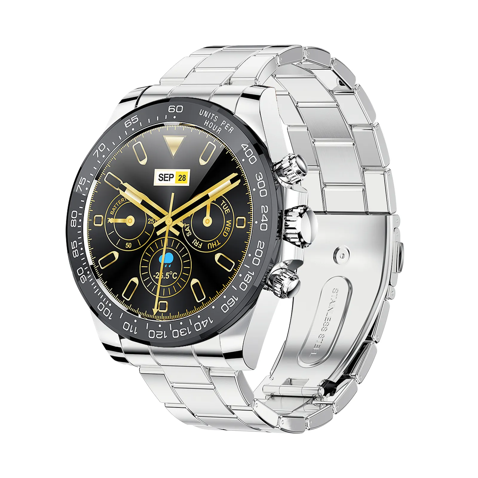 AW13 PRO Smart Watch 1.28 "schermo in acciaio inox Mul-funzione IP68 impermeabile per lo sport Smartwatch uomo Fitness Tracker