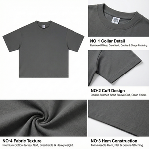 Camiseta de Hombre de Algodón Grueso de 300g, Estilo Hip Hop, Corte Holgado, Cuello Pequeño, Estampado, Proveedor de Moda - Product Image 2