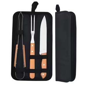 Q1-203 ngoài trời gỗ nướng đặt 3-pcs BBQ nướng công cụ với mang theo túi - Product Image 1