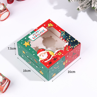 Boîte à cupcakes de Noël en forme de flocon de neige, boîtes à dessert en papier de Noël, emballage pour cupcakes de Noël avec fenêtre transparente