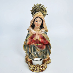 Candelero de la Virgen María, Figuras Católicas Bendecidas, Candelero de Nuestra Señora de Lourdes, Artículos Religiosos Católicos de Poliresina - Product Image 6