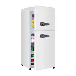 102L 3.6 pieds cubes usine professionnelle Mini Bar <span class=keywords><strong>Vintage</strong></span> 220V 50Hz congélateur supérieur Double <span class=keywords><strong>porte</strong></span> Mini réfrigérateur rétro - Product Image 1