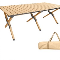 Table de camping rectangulaire en aluminium pliable avec sac de transport – Portable, basse hauteur, facile à assembler pour une utilisation en extérieur