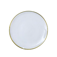 Assiettes de présentation décoratives en verre or rose de 13 pouces, rondes et rayées, pour mariage, vente en gros