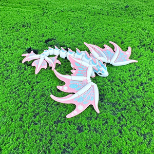 Figurina di drago stampata in 3D, 17 cm, rosa, blu, colorata, decorazione da scrivania, giocattolo da collezione - Product Image 3