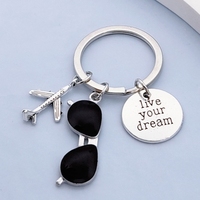 Europe et États-Unis Nouveau Live Your Dream Pilot Dream Porte-clés Avion Lunettes de soleil Porte-clés de voyage