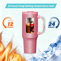 Gobelet de voyage isotherme en acier inoxydable à double paroi sous vide 40oz H2.0, design classique, mug cadeau, avec paille, logo personnalisé et poignée perlée