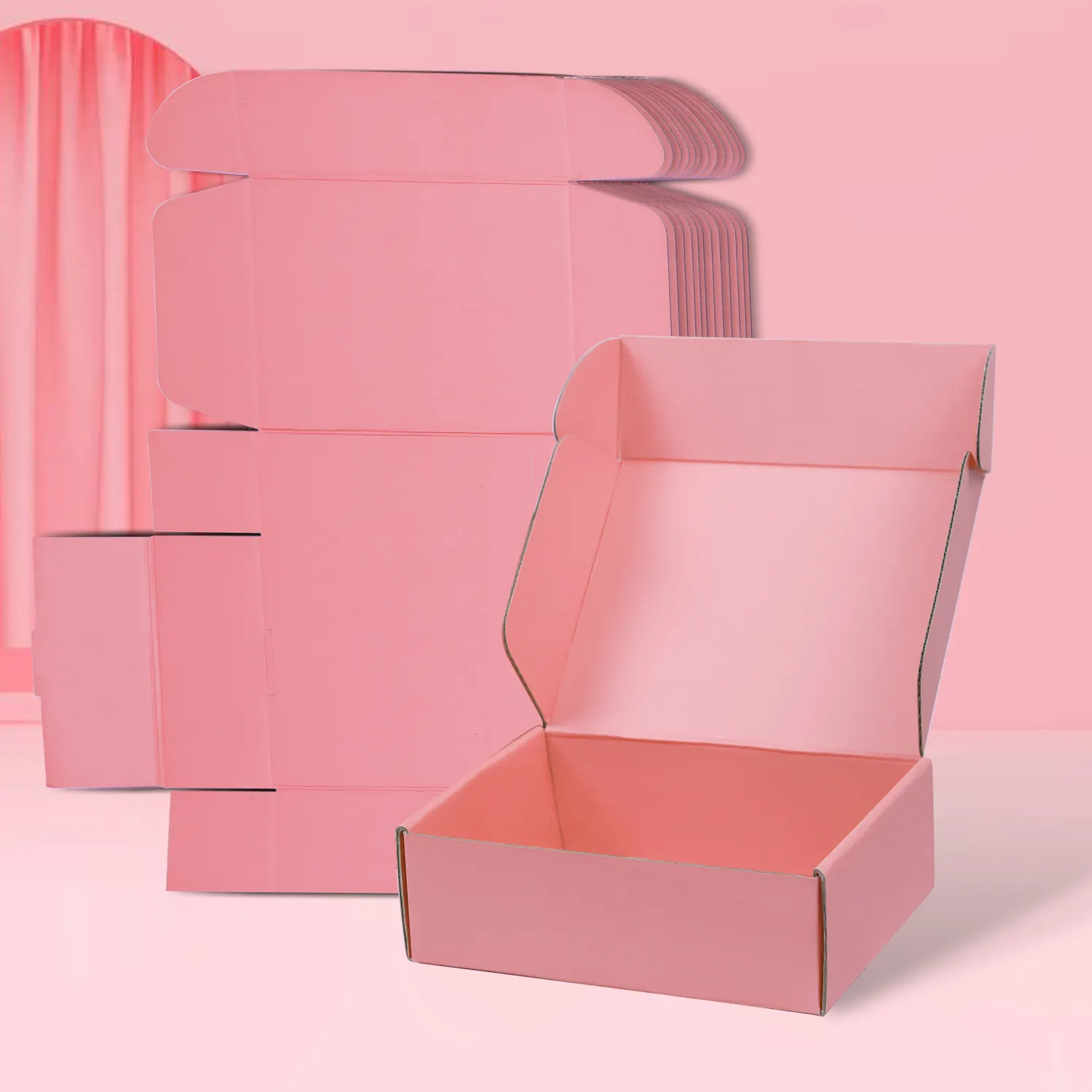 कस्टम लोगो परिधान पैकेजिंग गुलाबी 3-परत ई बांसुरी मेलर कागज गत्ता शिपिंग मेलिंग पैकिंग नालीदार बॉक्स