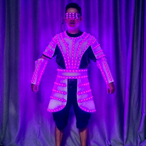 DJ bar Liquor Props Stage Show Performance Glow Suit LED Control remoto Ropa colorida Traje de armadura blanca - Product Image 6
