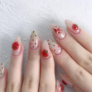 3D Ijskristal Tomaat Gradient Polka Dot Ster INS Stijl Afneembare Press-On Nagels 30 Stuks met Verpakkingen - Product Image 1