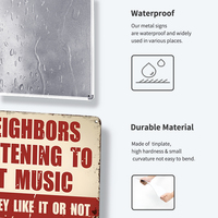 Juego de Letreros Metálicos Vintage con Diseño Divertido de Música y Vecinos, Decoración Retro para Pared de Casa, Cueva del Hombre, Bar o Garaje