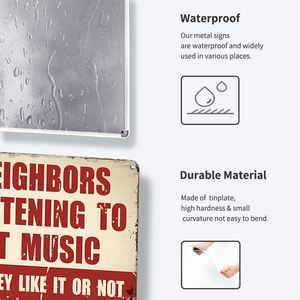 Ensemble de panneaux métalliques vintage et amusants sur le thème de la <span class=keywords><strong>musique</strong></span>, <span class=keywords><strong>décoration</strong></span> <span class=keywords><strong>murale</strong></span> rétro pour la maison, la cave du homme, le bar ou le garage - Product Image 6