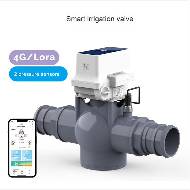 Solar 4G LoRaWAN Smart Wireless Remote Control PVC 3-Way Ball Valve Agricultural Auto Irrigation Valve Water Management OEM