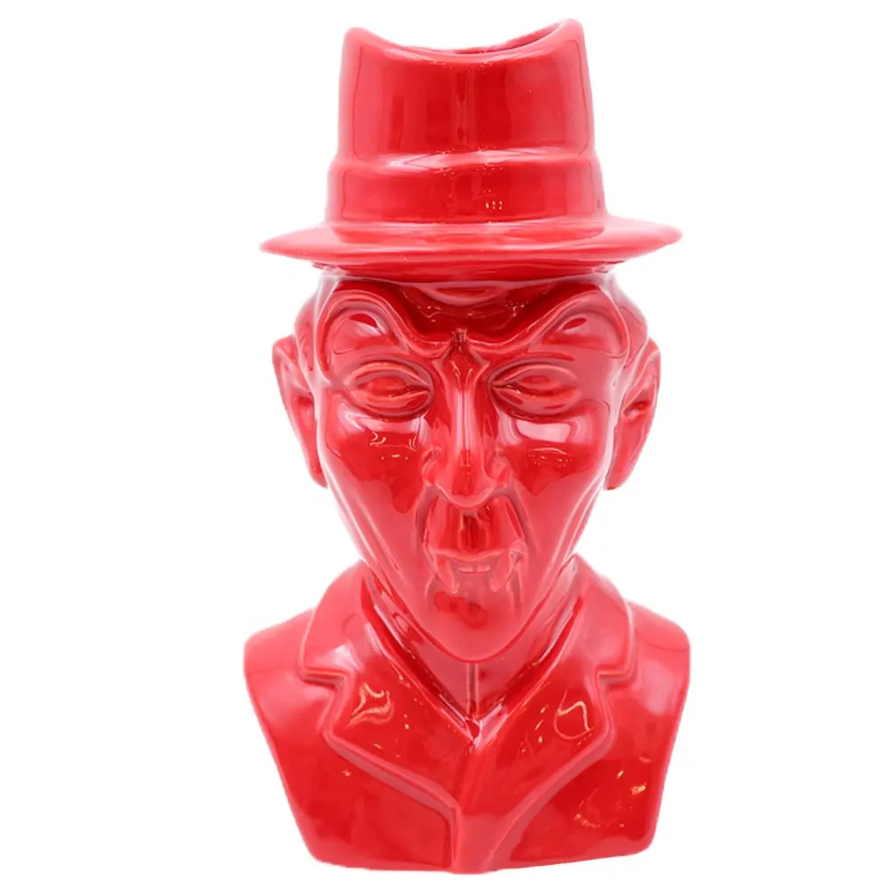 Nuevo producto personalizado de alta calidad decorativo creativo barware Cool gentleman vampiro con sombrero esmaltado rojo cerámica Tiki taza