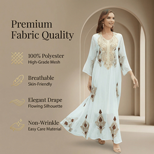 Robe modeste brodée ivoire pour la collection d'occasions en plein air - Product Image 4