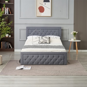 Lit capitonné moderne de luxe au design européen avec système de levage à gaz et rangement, mobilier de chambre à coucher avec <span class=keywords><strong>literie</strong></span> - Product Image 1