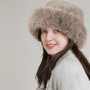 Chapeaux d'hiver en fourrure douce et chaude pour femmes, chapeaux seau de luxe pour femmes, vente en gros - Product Image 6