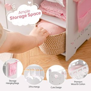 Lit de <span class=keywords><strong>poupée</strong></span> <span class=keywords><strong>en</strong></span> <span class=keywords><strong>bois</strong></span> avec <span class=keywords><strong>table</strong></span> <span class=keywords><strong>à</strong></span> <span class=keywords><strong>langer</strong></span> et rangements, crochets pour literie, compatible avec les poupées, lit pour poupées pour filles de 3 ans et plus - Product Image 2