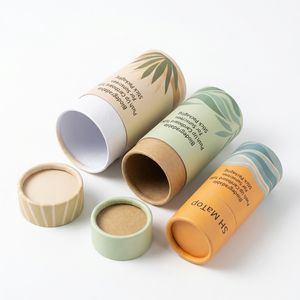 กล่องกระดาษคราฟท์ทรงกระบอกแบบดัน-ดึง บรรจุภัณฑ์ทรงกลม ขนาด <span class=keywords><strong>2</strong></span> ออนซ์ สำหรับลิปบาล์มแบบดันขึ้น กล่องเปล่า - Product Image 4