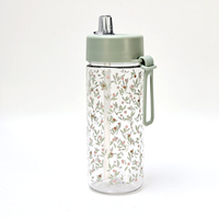 Bouteille d'eau en plastique personnalisable avec logo, 750 ml, facile à transporter avec poignée et paille intégrée, idéale pour la rentrée scolaire, le sport et la gym