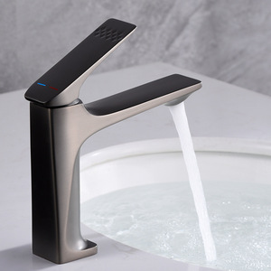 Robinet de lavabo moderne à trou unique en céramique gris anthracite, mitigeur de luxe chaud/froid à poser VL-0237 - Product Image 2