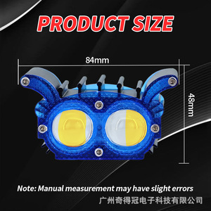 Qideguan Dual-eye LED Motorcycle <b>Spotlight</b> 12V IP67 X-shaped Headlight for Electric Vehicle - Product Image 5