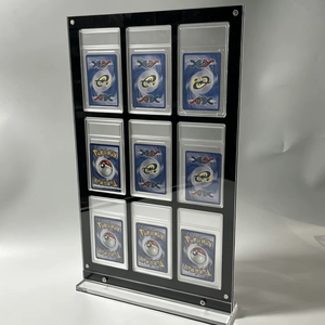 Black Acrylic 9-Slot Trading Card Display Frame for Graded Slabs <b>Desktop</b> <b>Stand</b> - Product Image 1