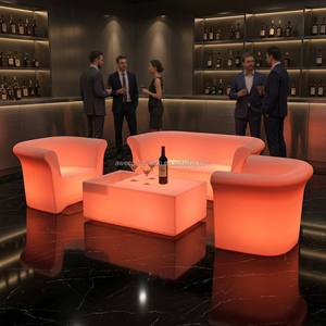 Divano LED Luminoso Durevole e Confortevole con Cuscini e Set di Mobili da Esterno per Lounge <span class=keywords><strong>VIP</strong></span> - Product Image 2