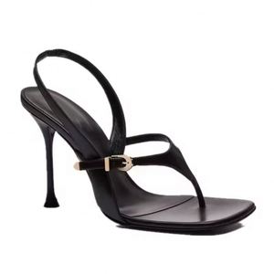 Nouvelles Sandales à Talons Aiguilles de Luxe pour Femmes 2025 – Chaussures Habillées Sexy en Cuir Noir avec Bride Fine et Légères - Product Image 1