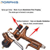 Pistola de Pintura Neumática de Precisión PORPHIS PRD-717 VS para Repintado de Autos de Lujo, Alimentación por Gravedad de 1.3/1.4 mm, Pistola Profesional