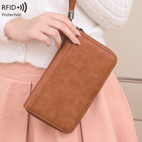 Portefeuille personnalisé en similicuir avec blocage RFID, porte-cartes de crédit, pochette, organisateur de documents, porte-passeport en cuir PU avec fermeture éclair