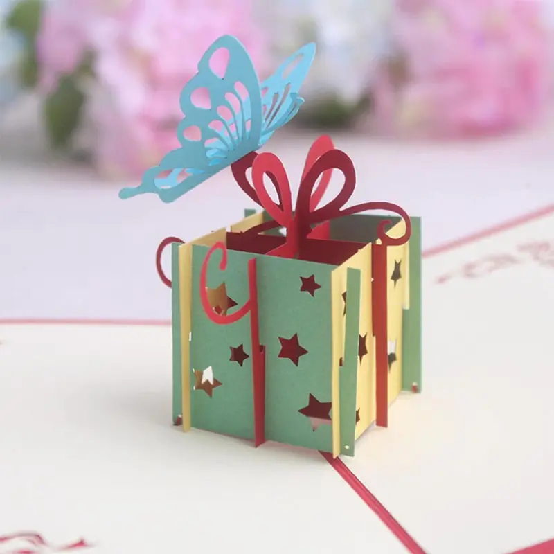 DIY 생일 축하 선물 인사말 카드 레이저 컷 인사말 카드 3D 팝업 카드