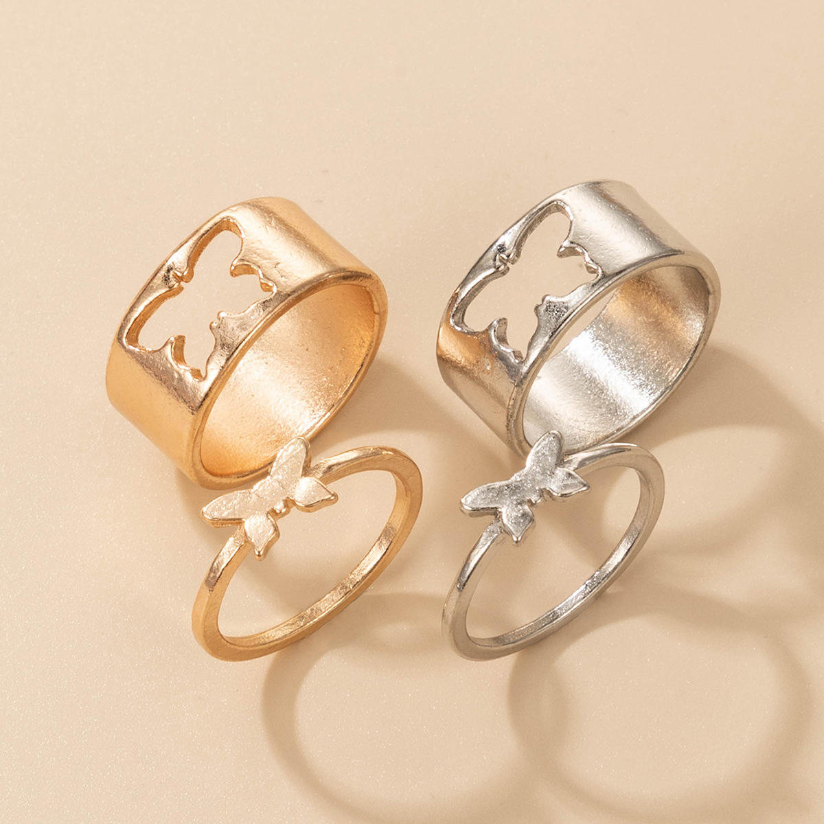 Butterfly Decor Shein Couple Rings Wholesale Unisex Fashion Simple