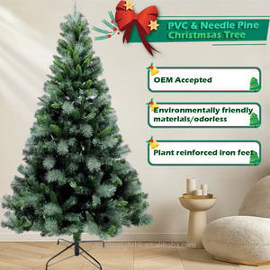 6FT Green PVC <b>Pine</b> Needles Mixed Christmas Tree Unlit-Easy Assembly Dense Branches Realistic Holiday Decor for Home Hotel - Product Image 4