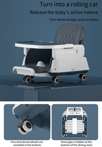 <span class=keywords><strong>Chaise</strong></span> haute pliante multifonction moderne et portable pour bébé, hauteur réglable, sans BPA, en plastique PP, pour l'alimentation - Product Image 2