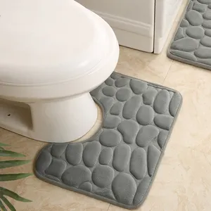 Hot Selling Custom Zachte Badkamer Mat Set 3 Stuk Antislip Traagschuim Badmat Set Waterabsorptie Badmat Mat