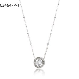 Collar con Colgante Amy Amy, Plata 925, Circonita Redonda de Corte Brillante, Bañado en Rodio, Cadena de Serpiente, Estilo Clásico, Joyería para Mujer - Product Image 6