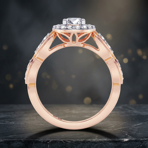 Women's 18K Rose Gold Plated Diamond Engagement <b>Ring</b> Round Brilliant Cut Romantic <b>Crown</b> Style Fine Jewelry - Product Image 3